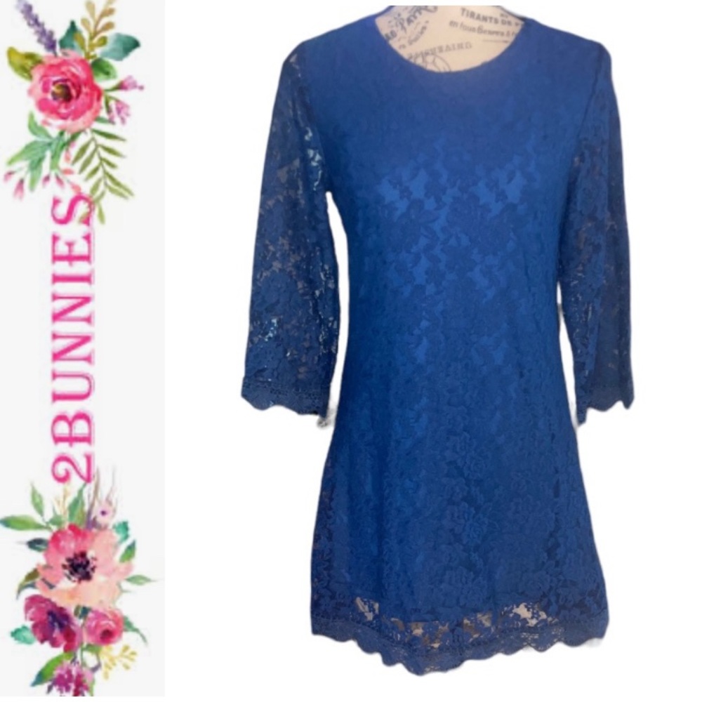 2BUNNIES Girls Lace Dress Blue Size 12 - 14 NWT